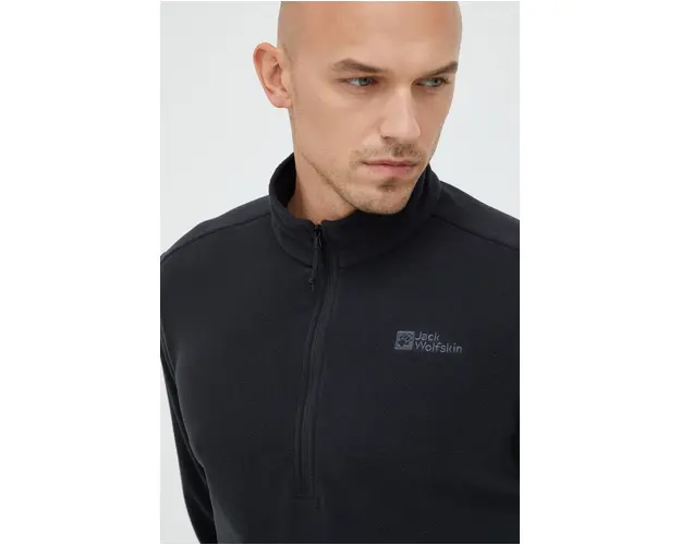 Jack Wolfskin hanorac Taunus barbati, culoarea negru, neted