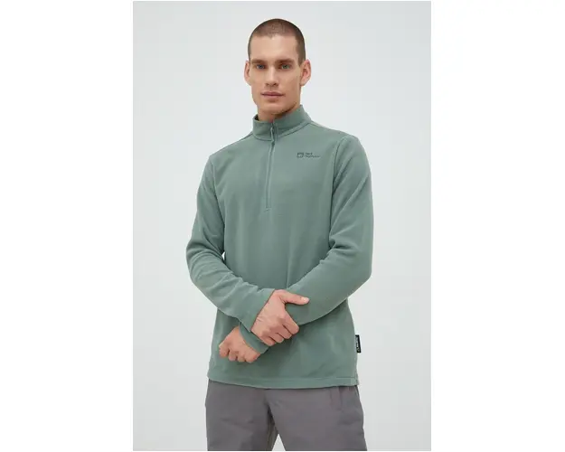 Jack Wolfskin hanorac Taunus barbati, culoarea verde, neted