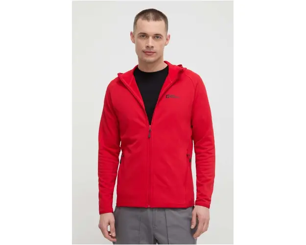 Jack Wolfskin hanorac Baiselberg culoarea rosu, cu gluga, neted