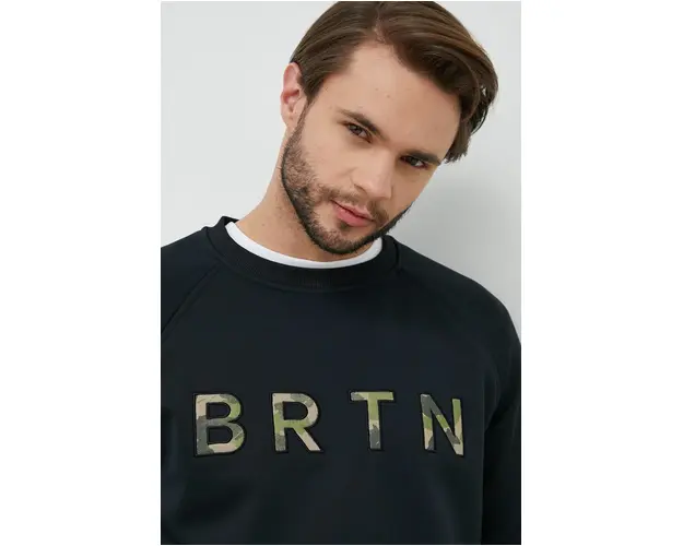 Burton bluza trening Crown barbati, culoarea negru, cu imprimeu