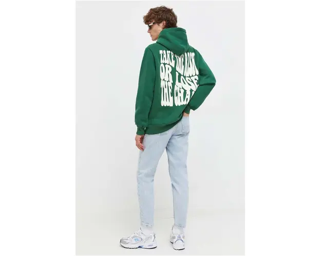 Sixth June bluza barbati, culoarea verde, cu gluga, cu imprimeu