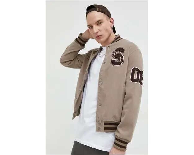 Sixth June geaca bomber barbati, culoarea bej, de tranzitie