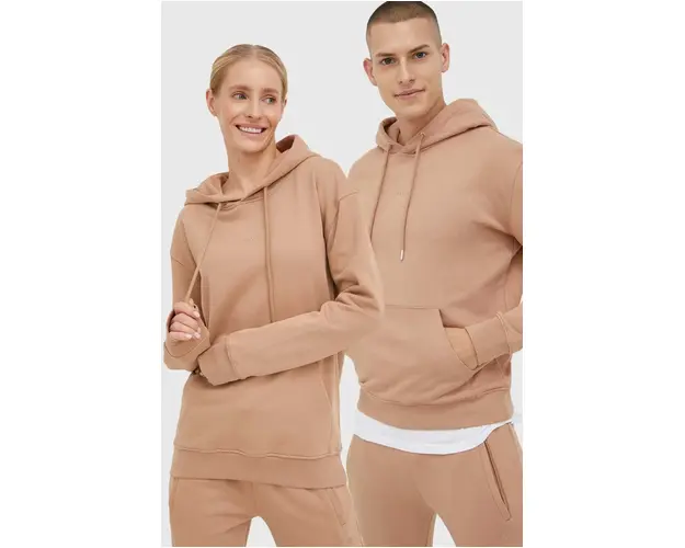 Arkk Copenhagen hanorac de bumbac unisex, culoarea bej, cu gluga, neted