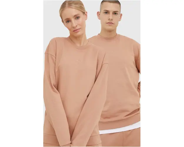 Arkk Copenhagen hanorac de bumbac unisex, culoarea bej, neted