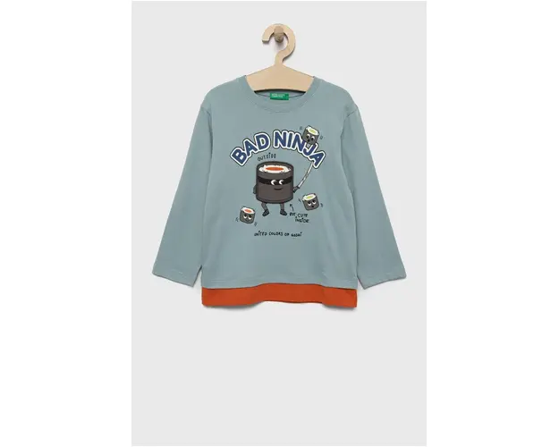 United Colors of Benetton longsleeve din bumbac pentru copii cu imprimeu