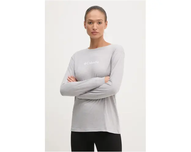 Columbia longsleeve din bumbac North Cascades culoarea gri, 2013481