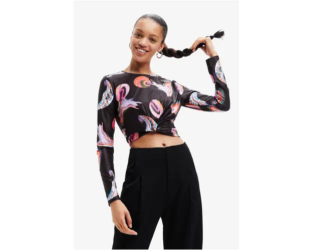 Desigual longsleeve femei, culoarea negru