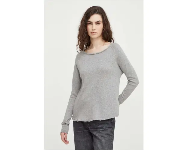 American Vintage longsleeve din bumbac culoarea gri