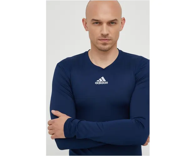 adidas Performance maneca lunga de antrenament culoarea albastru marin, neted