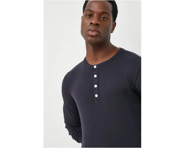 Lindbergh longsleeve din bumbac culoarea albastru marin, neted