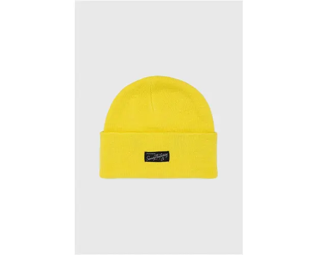 Superdry caciula culoarea galben, din tricot gros