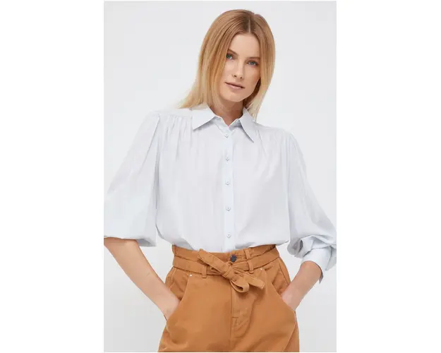 Sisley camasa femei, culoarea gri, cu guler clasic, regular