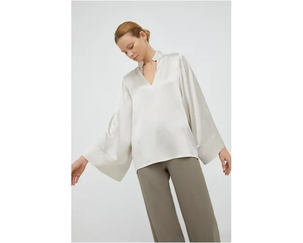 By Malene Birger bluza Lomaria femei, culoarea bej, neted