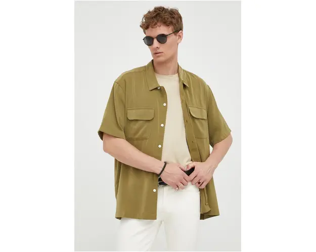 Levi's camasa barbati, culoarea verde, relaxed