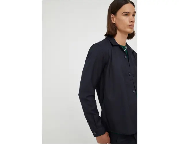 Bruuns Bazaar camasa barbati, culoarea albastru marin, cu guler clasic, regular