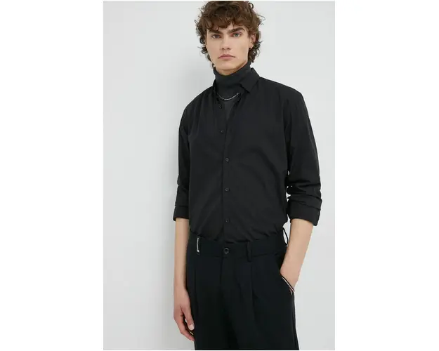 Bruuns Bazaar camasa barbati, culoarea negru, cu guler button-down, regular