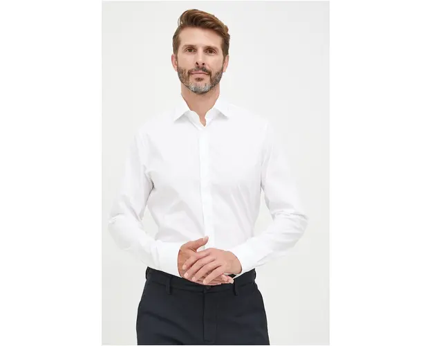 Michael Kors camasa barbati, culoarea alb, cu guler clasic, slim