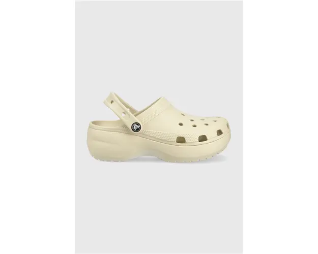 Crocs papuci Classic Platform Clog femei, culoarea bej, cu platforma 206750