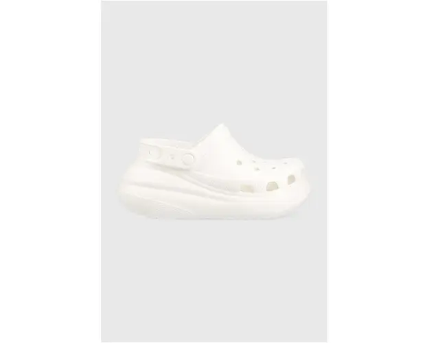 Crocs papuci Classic Crush Clog femei, culoarea alb, cu platforma 207521