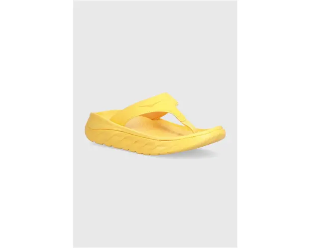 Hoka One One slapi Ora Recovery Flip femei, culoarea galben, cu platforma