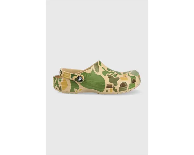 Crocs papuci Classic Printed Camo Clog barbati, culoarea verde 206454