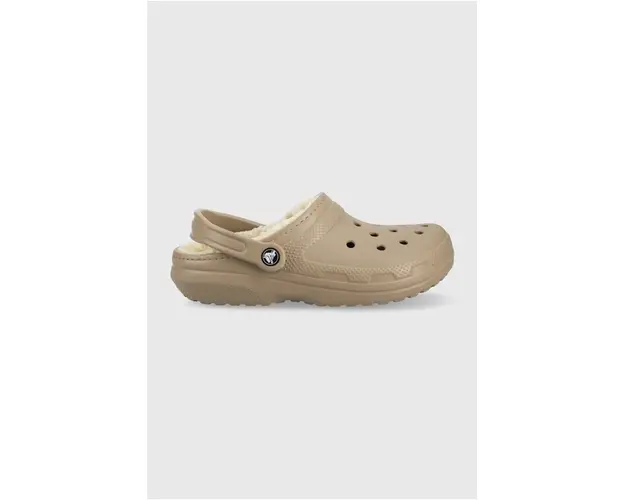 Crocs papuci de casa Classic Lined Clog culoarea maro 203591.2YB-MSHR.BONE