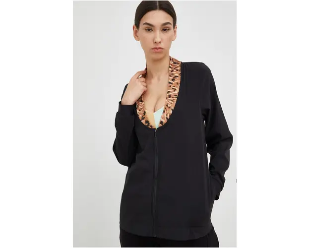 Puma jacheta de antrenament Safari Glam culoarea negru, de tranzitie