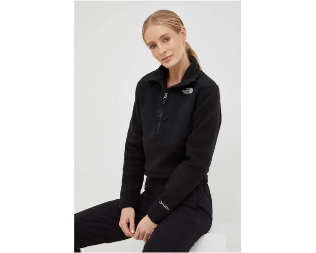 The North Face bluza Denali Cropped Fleece femei, culoarea negru, NF0A7WXYJK31