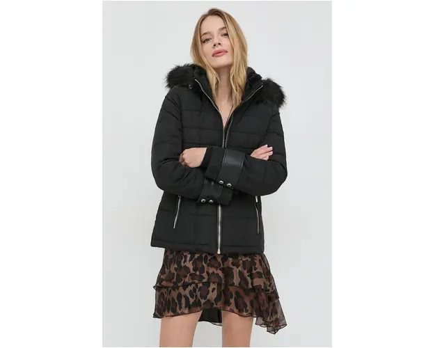 Morgan geaca de puf femei, culoarea negru, de tranzitie