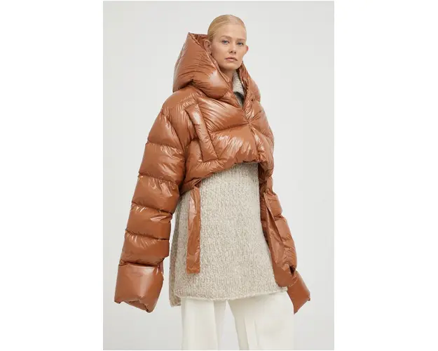MMC STUDIO geaca de puf Maffo Gloss femei, culoarea maro, de iarna, oversize