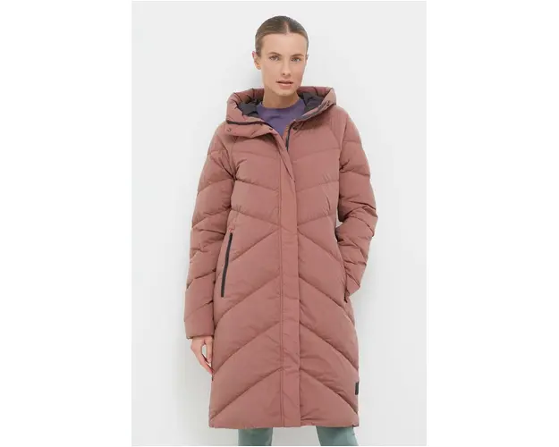 Jack Wolfskin geaca de puf femei, culoarea maro, de iarna