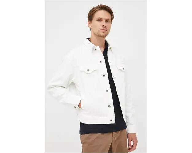 Tiger Of Sweden geaca jeans barbati, culoarea alb, de tranzitie