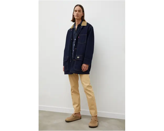 Levi's geaca din amestec de lana culoarea albastru marin, de tranzitie, oversize