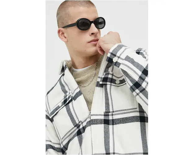 Hollister Co. geaca barbati, culoarea alb, de tranzitie
