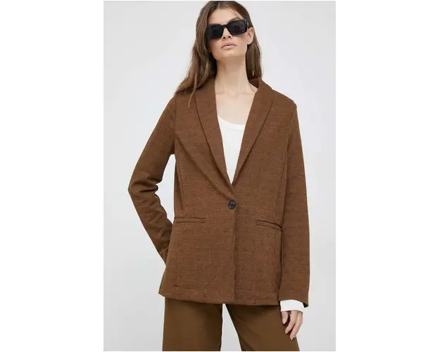 United Colors of Benetton sacou culoarea maro, un singur rand de nasturi, modelator