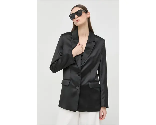 Bardot sacou culoarea negru, un singur rand de nasturi, neted