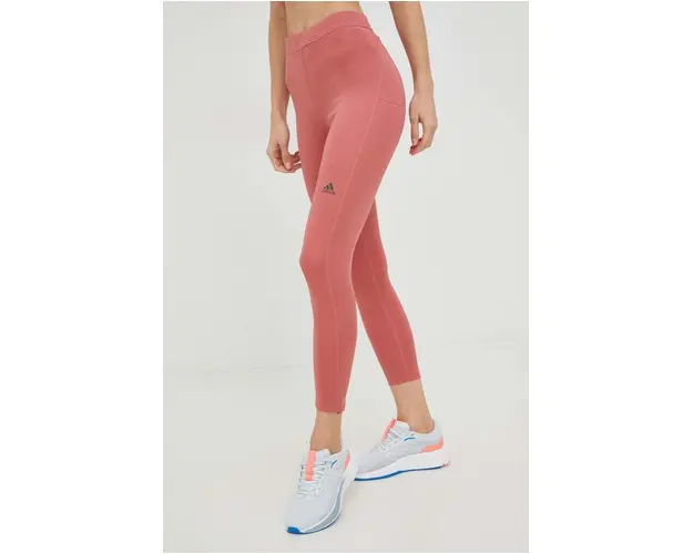 adidas Performance leggins de alergare Run Icons femei, culoarea portocaliu, neted