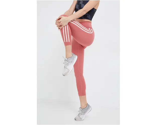 adidas Performance leggins de antrenament Optime Trainicons femei, culoarea roz, cu imprimeu