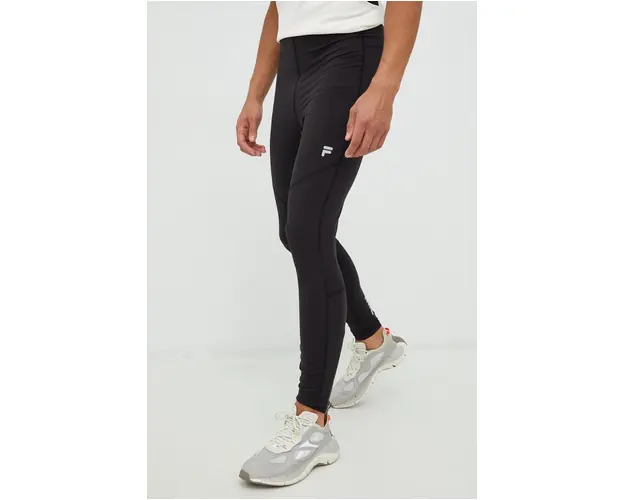Fila leggins de alergare Rishiri barbati, culoarea negru, neted