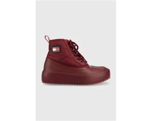 Tommy Jeans botine Tommy Jeans Fashion Boot femei, culoarea bordo, cu platforma, izolare usoara