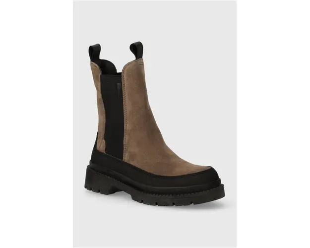 Gant botine din piele intoarsa 25553438 G241 Prepnovo femei, culoarea maro, cu platforma