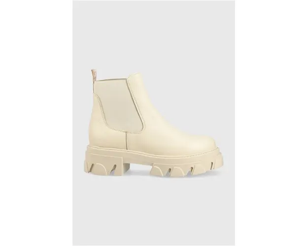 Steve Madden ghete chelsea de piele Mixture femei, culoarea bej, cu platforma