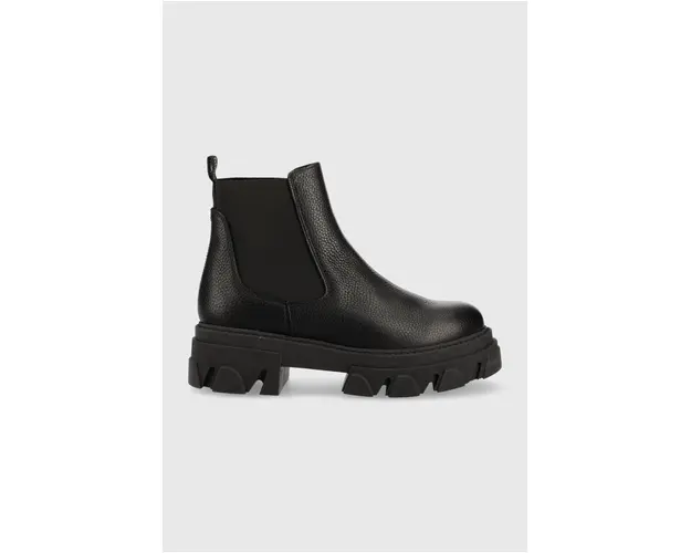 Steve Madden ghete chelsea de piele Mixture femei, culoarea negru, cu toc plat