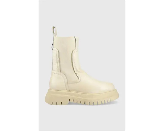 Buffalo ghete chelsea de piele Shade Sock Chelsea femei, culoarea bej, cu platforma