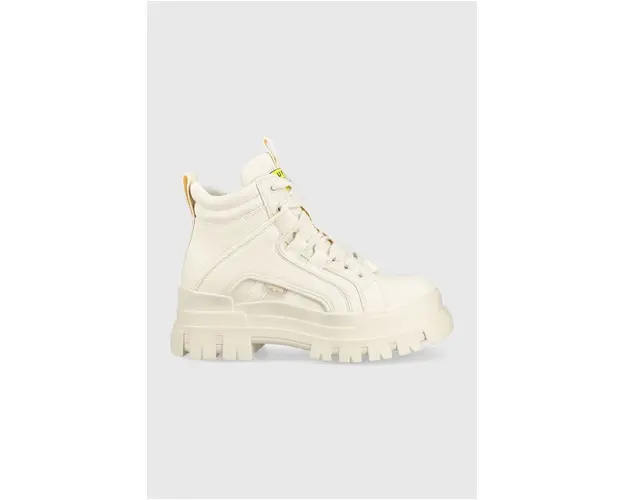 Buffalo pantofi Aspha NC Mid Laceup femei, culoarea bej, cu platforma