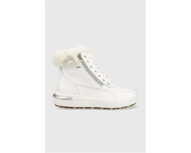 Geox cizme de piele Dalyla B Abx femei, culoarea alb, cu toc plat, izolat