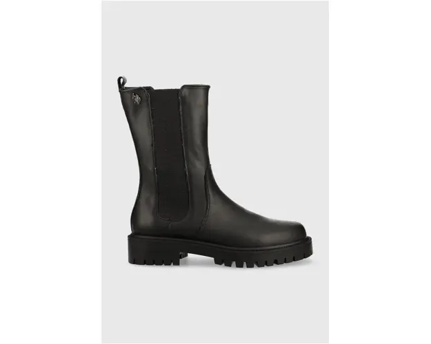 U.S. Polo Assn. ghete chelsea de piele Karma femei, culoarea negru, cu toc plat