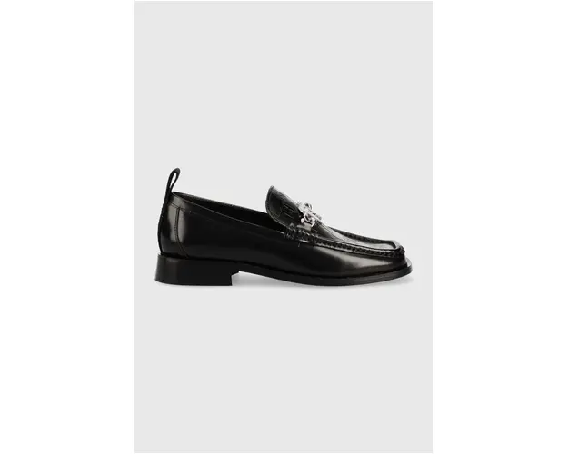 Karl Lagerfeld mocasini de piele MOKASSINO II femei, culoarea negru, cu toc plat KL41335