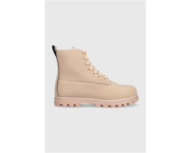 Native bocanci Johnny femei, culoarea roz, cu toc plat