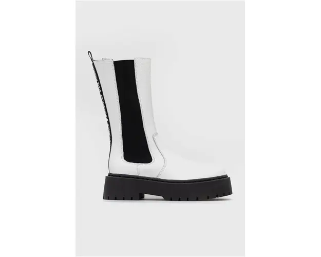 Steve Madden ghete chelsea de piele Vivianne femei, culoarea alb, cu platforma